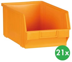 Plastikowe pojemniki BASIC typ C, 205 x 335 x 149 mm, 21 szt., żółto-pomarańczowy