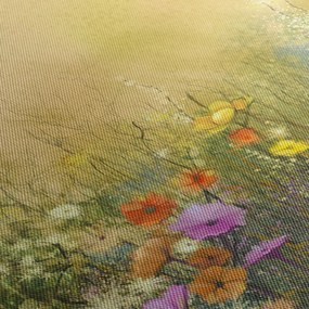 Obraz - Malowana łąka (z zegarem) (90x30 cm)