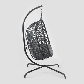 Huśtawka NIDO na metalowym stelażu104x106x184 cm czarna HOMLA