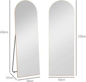 HOMCOM Lustro całopostaciowe 50 x 150 cm lustro stojące duże lustro ścienne bezramowe do salonu, złote | Aosom PL