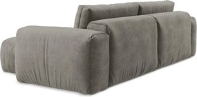 Szary rozkładany narożnik z tkaniny szenilowej (prawostronny/z szezlongiem) Kuki – Makamii