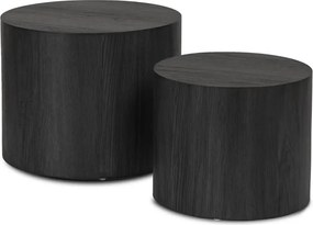 Zestaw Stolików Kawowych LEILA 38 cm/48 cm Czarny Loft