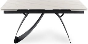 Stół Rozkładany Prostokątny DEVON 160-220 cm Ceramiczny Biały Marmur/Czarny Nowoczesny
