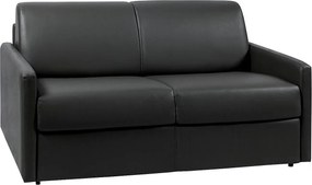 Kanapa 2-osobowa z ekspresowym mechanizmem rozkładania z ekoskóry CALIFE - Kolor: czarny - Miejsce do spania: 120 cm - Materac 18 cm