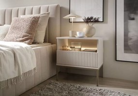 Stolik nocny Shark 54 cm nowoczesny ryflowany MDF szafka nocna do sypialni elegancka z ABS