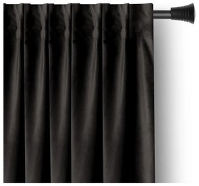 Czarna aksamitna zasłona częściowo zaciemniająca (dimout) 140x245 cm Pleat – Restilo