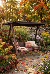 Huśtawka ogrodowa drewniana orzech P9-R90