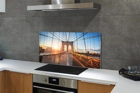 Panel Szklany Świt nad Mostem i Drapaczami Chmur