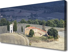 Obraz canvas na ścianę Pejzaż z Drzewami na Łące