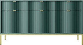 Komoda: 3 szuflady, 3 drzwi, labrador, złota, 154 x 83 x 39 cm, złote uchwyty