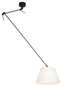 Lampa wisząca regulowana czarna klosz plisowany kremowy 35cm - Blitz I klasyczny/Antyczny Oswietlenie wewnetrzne