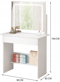 Toaletka kosmetyczna makijażu wizażu z lustrem LED 90 cm