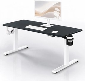 Biurko elektryczne z regulacją wysokości ergonomiczne biało-antracytowe,1600x800 mm: ARIA