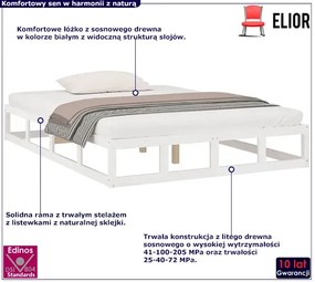 Białe łóżko z litego drewna 120x200 - Kaori 4X