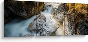 Obraz - Strumień leśny (z zegarem) (90x30 cm)