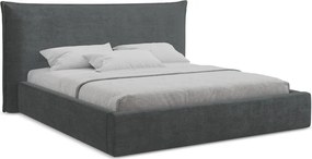 Ciemnoszare tapicerowane łóżko dwuosobowe ze schowkiem ze stelażem 140x200 cm Esala – Makamii