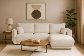 Narożnik prawy Loren z funkcją spania 255x165x91 cm – tkanina Bello 5 kremowa