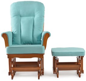 Fotel bujany z podnóżką 20455 OAK, turkusowy