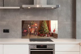 Panel szklany do Kuchni Przytulny Salon z Kominkiem