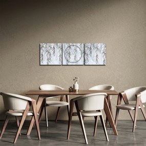 Obraz - Gałązki wierzby na niebieskim tle (z zegarem) (90x30 cm)