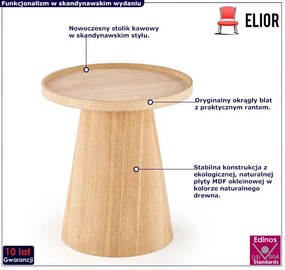 Okrągły stolik kawowy w naturalnym kolorze - Oktiss