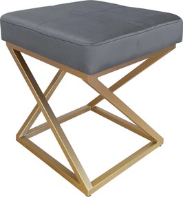 Pufa ZOA tkanina Welur loft ławka podnóżek metal : Kolor Stelaża - Złoty, Kolor tkaniny - VELVET - BL14, Typ tkaniny - Velvet