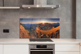 Panel szklany do Kuchni Szkarłatny Zachód w Alpach