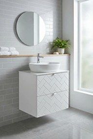 Biała wisząca szafka pod umywalkę z 2 szufladami 60 cm A9-A43