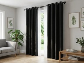 Zasłona OXFORD LIGHT 140x270 cm, czarna Zawieszanie: Taśma z wiązaniami
