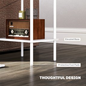 HOMCOM Nowoczesny Stolik Boczny 2-poziomowy z Przestrzenią do Przechowywania i Metalową Ramą do Salonu, Sypialni, Biały