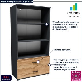 Niski regał z szufladami grafit + dąb wotan D5-D60