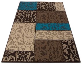 Dywan nowoczesny Luna Elements  Patchwork  Brązowo-Niebieski 140 cm x 200 cm