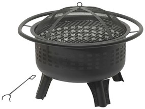 Przenośne ognisko na drewno z rusztem czarny