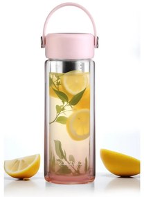 Różowa szklana butelka 350 ml Fuori – Vialli Design
