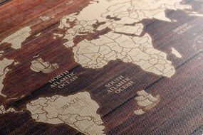 Obraz mapa na drewnie