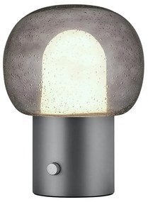 Antracytowa aluminiowa lampa stołowa LED ze szklanym kloszem (wysokość 32 cm) Iris – Blomus
