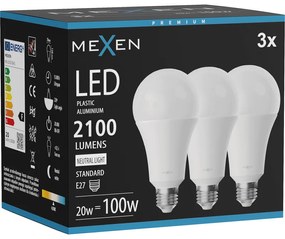 Mexen Nova 3x żarówka LED E27, A70, 20W, Neutralna - 4000K, 2100 lm - L100-E27-2040-01x03