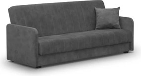 Sofa z Funkcją Spania PORTO Wersalka Rozkładana Dwuosobowa Szara Welurowa Nowoczesna do Salonu