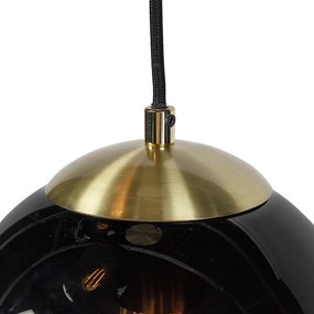 Lampa wisząca salon, art deco, Nowoczesny, trzy czarne szklane kule razem, kącik wypoczynkowy, stolik boczny Nowoczesny Oswietlenie wewnetrzne