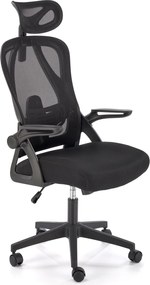 Fotel biurowy z oparciem i zagłówkiem z siatki Negro Halmar