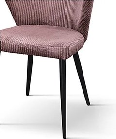 Zestaw 2 liliowych krzeseł z tkaniny z efektem aksamitu, antracytowe nogi - MANTES