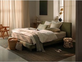 Tapicerowane łóżko dwuosobowe 200x200 cm w kolorze kości słoniowej Linea – Micadoni