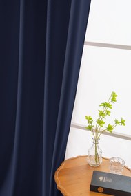 Granatowa zasłona OXFORD 140x250 cm Zawieszanie: Taśma z wiązaniami