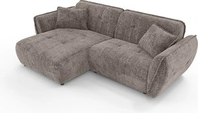Szarobrązowy narożnik z tkaniny szenilowej (lewostronny/z szezlongiem) Nelia – Ropez