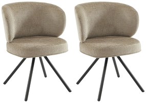 Zestaw 2 obrotowych krzeseł z teksturowanej tkaniny i czarnego metalu - Taupe - LYARO
