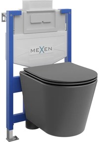 Mexen zestaw podtynkowy WC stelaż Fenix XS-U z miską WC Rico i deską wolnoopadającą, szary ciemny mat - 68530724071