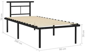 Czarne metalowe łóżko loftowe 100x200 cm - Nikel