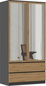 Szafa Malwa SS-90L | Antracyt/Dąb Artisan || 90x50x180 | Szafa, Lustra, 2 Szuflady