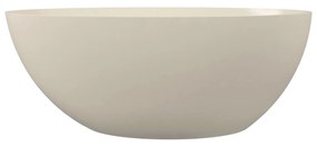 Wanna wolnostojąca owalna beżowa błyszcząca z konglomeratu 160 x 85 cm KALMI BEIGE GLOW z przelewem SLIM cienki rant