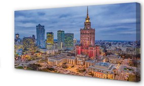Obraz canvas na ścianę Panorama Warszawy o Zachodzie Słońca